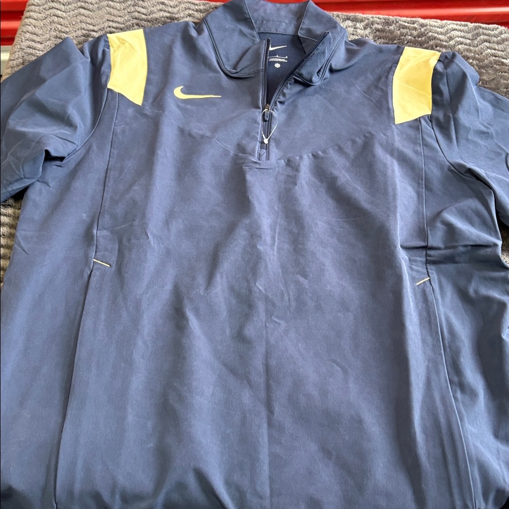 Sale $13 Nike Blue and Yellow Quarter-Zip Pullover football sideline large nwot